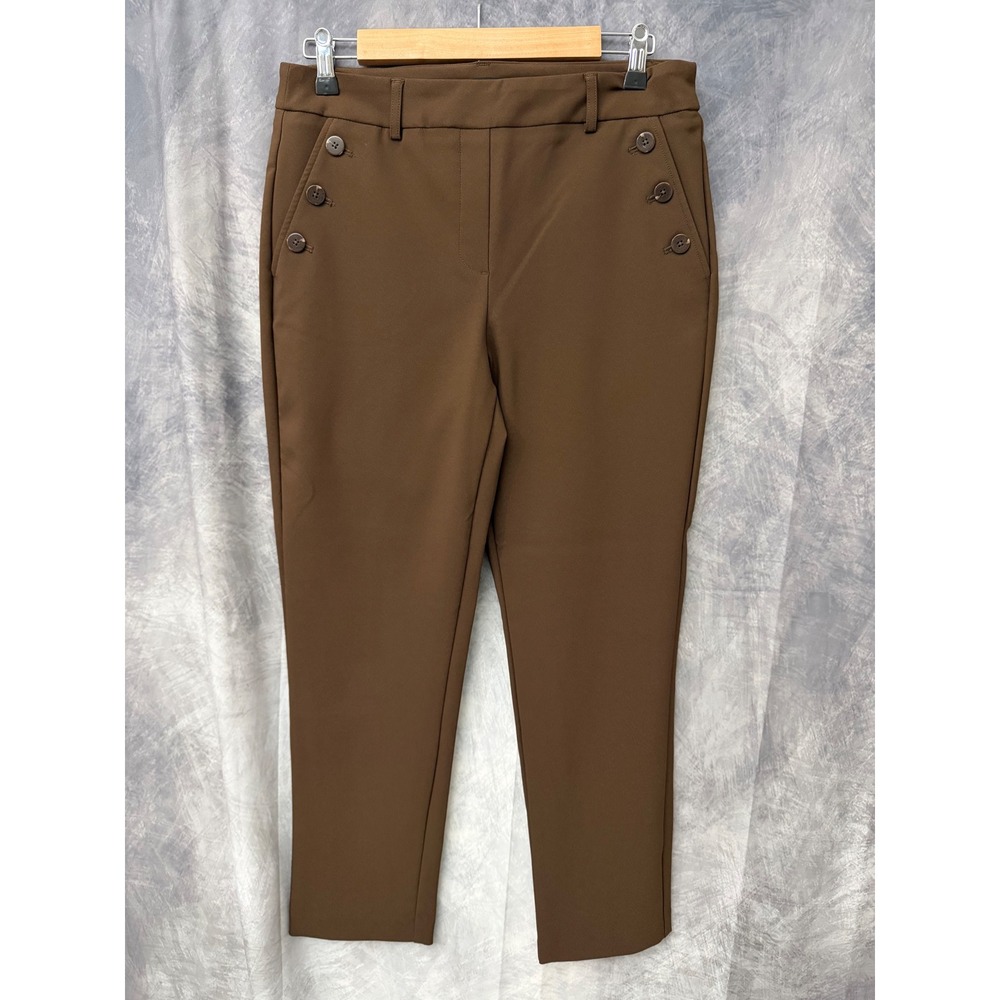 Rachel Zoe Brown Sailor Button Tapered Trousers Dress Pants Womens Size Medium